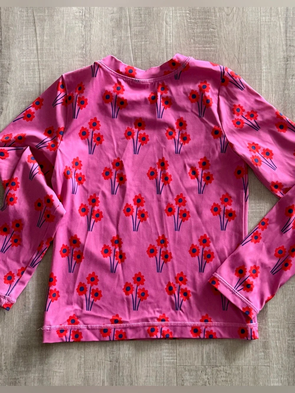 Hanna Andersson Long Sleeve Swim Rashguard, Poppies Pink, girls 10